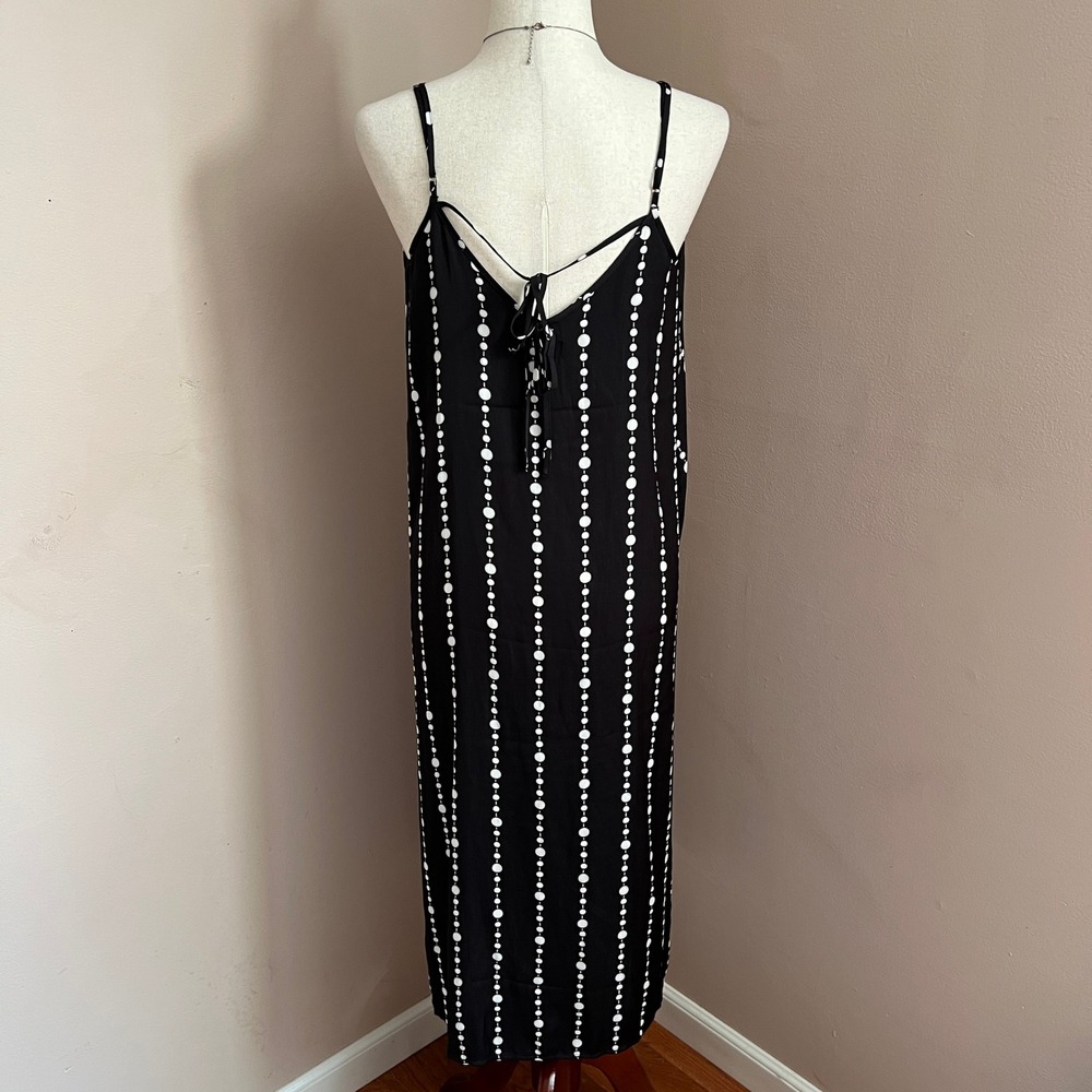 Kate Spade New York Black White Dot Stripe Sleeveless Midi Dress Size M - Picture 7 of 13